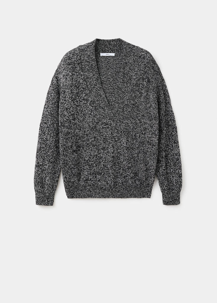 Speckled V-neck sweater — Black