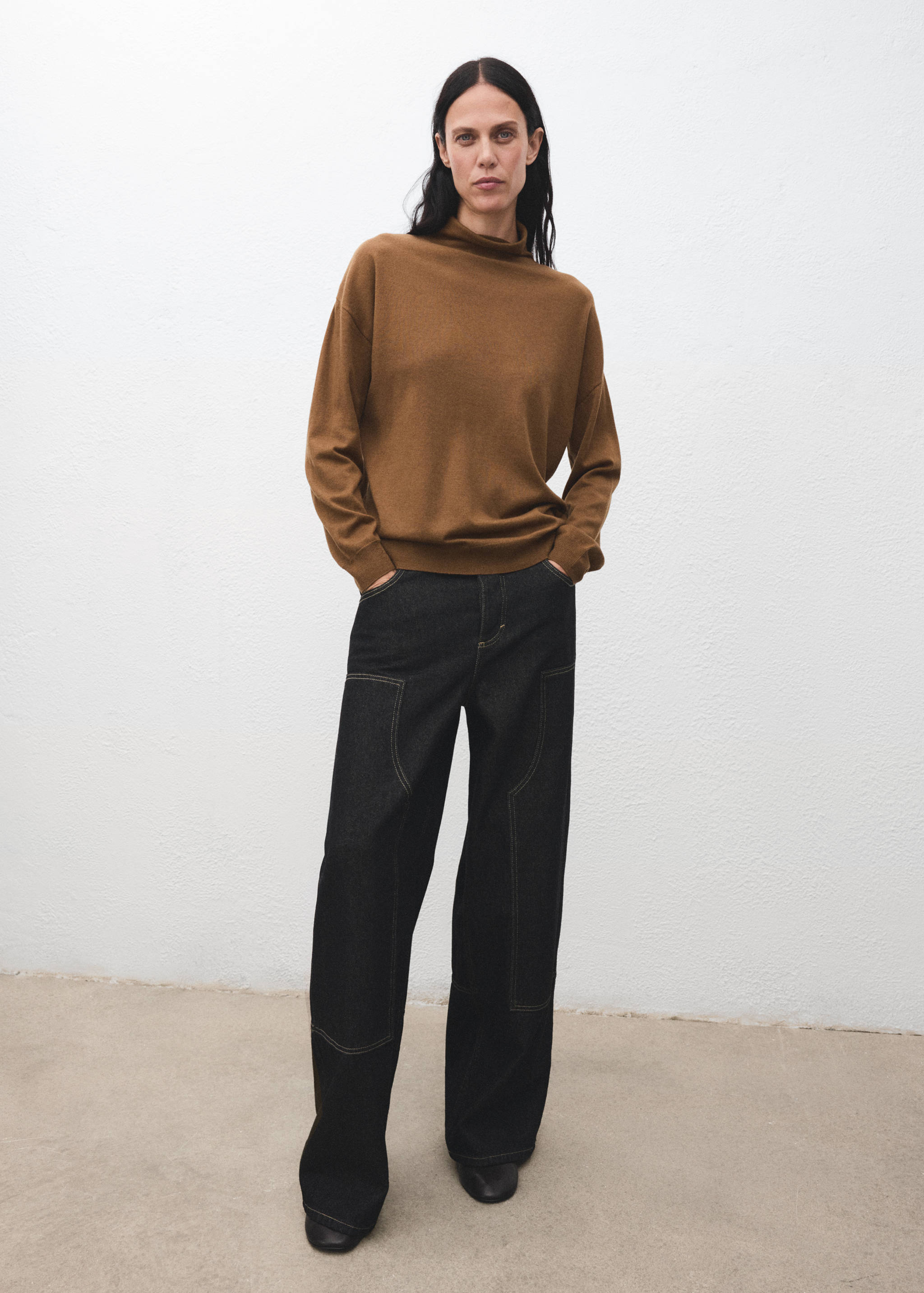 Cable-knit turtleneck sweater - General plane