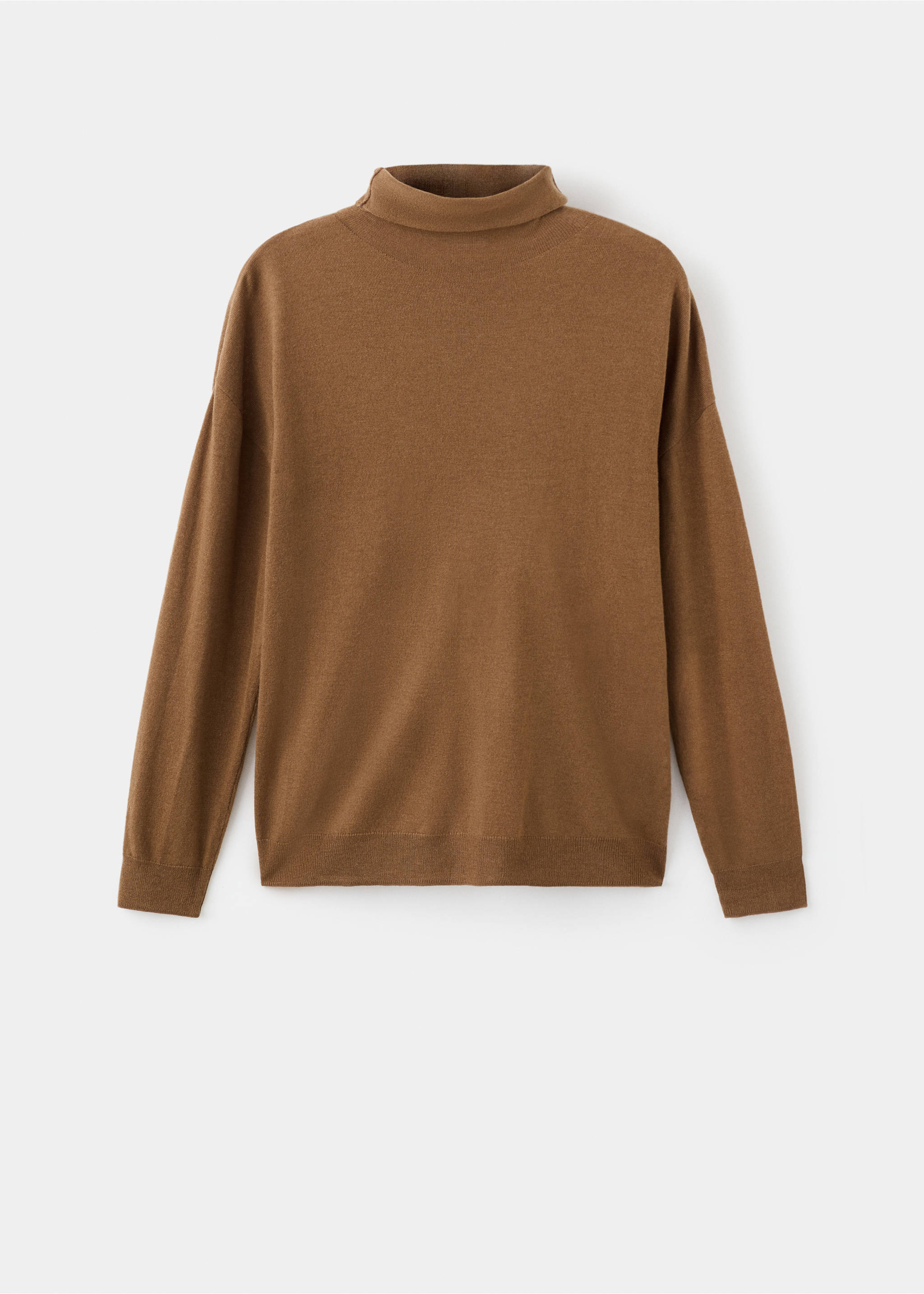 Cable-knit turtleneck sweater - Article without model, Tobacco Brown. Ref: 17007819-00.