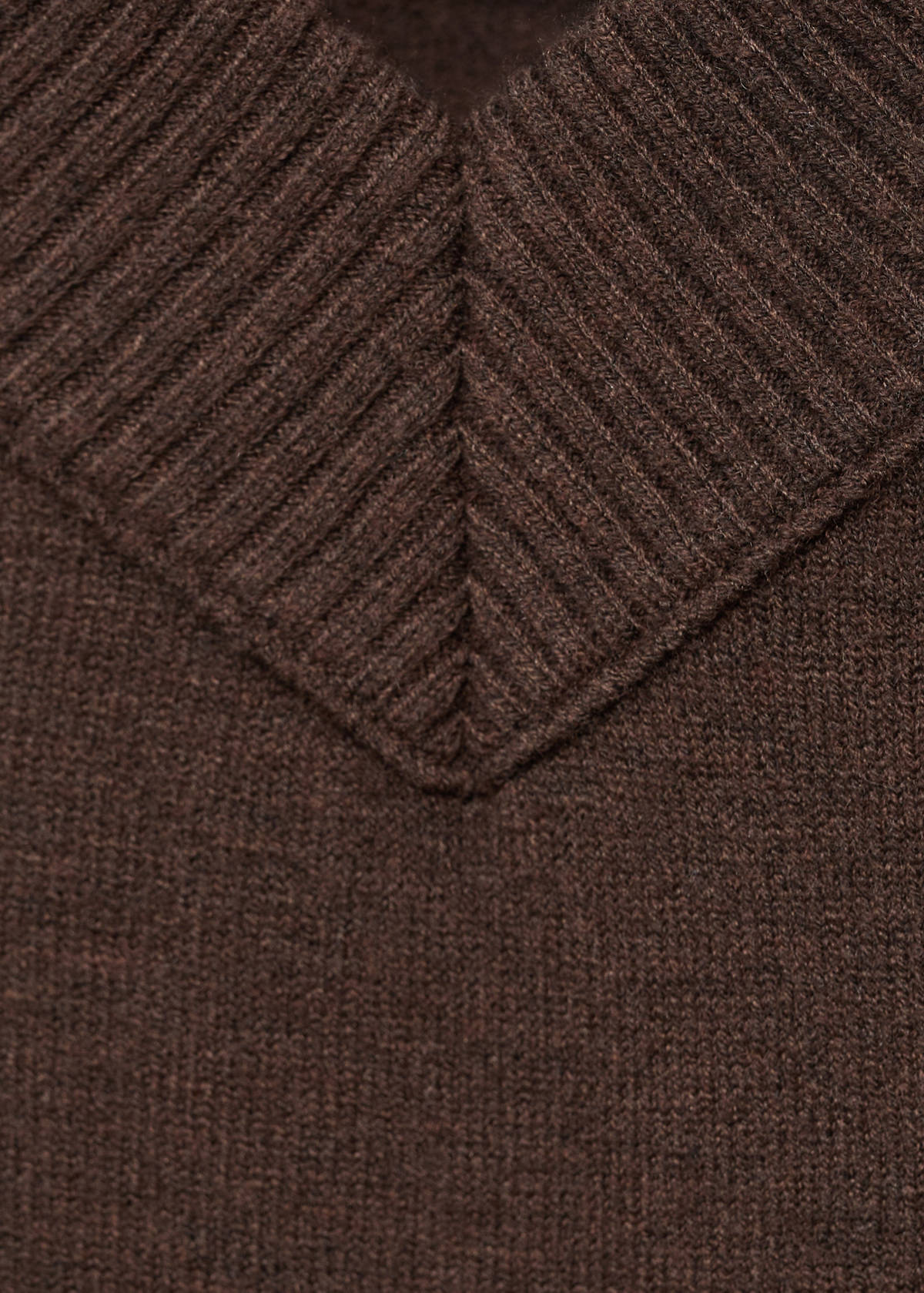V-neck knit sweater — Chocolate