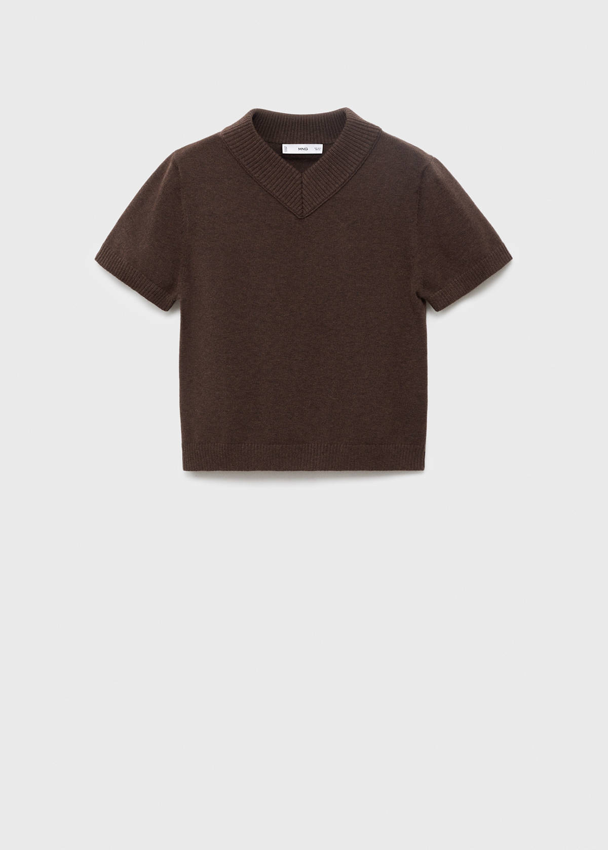 V-neck knit sweater — Chocolate