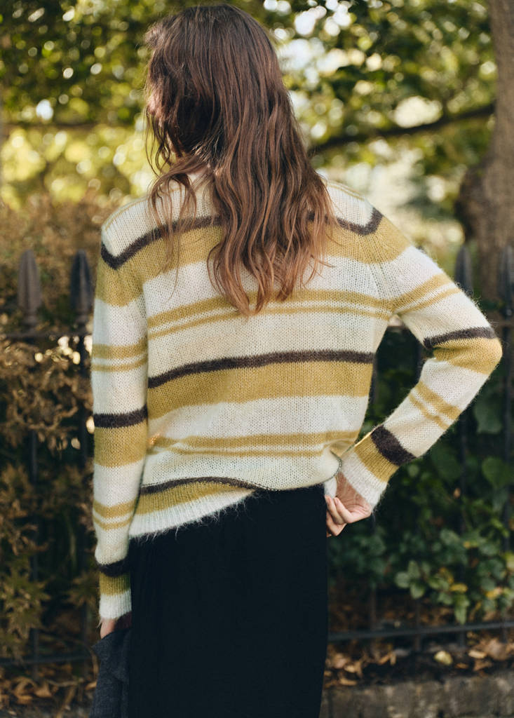 Semi-transparent alpaca sweater — Olive Green