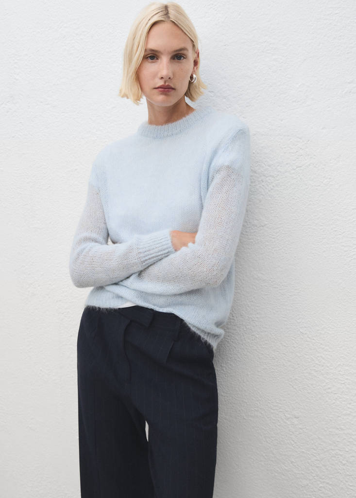 Semi-transparent alpaca sweater — Sky Blue