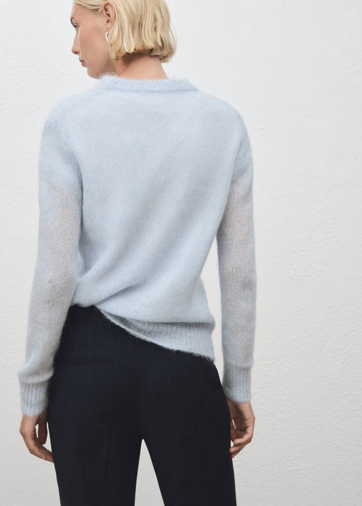 Semi-transparent alpaca sweater — Sky Blue