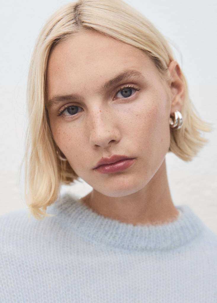 Semi-transparent alpaca sweater — Sky Blue