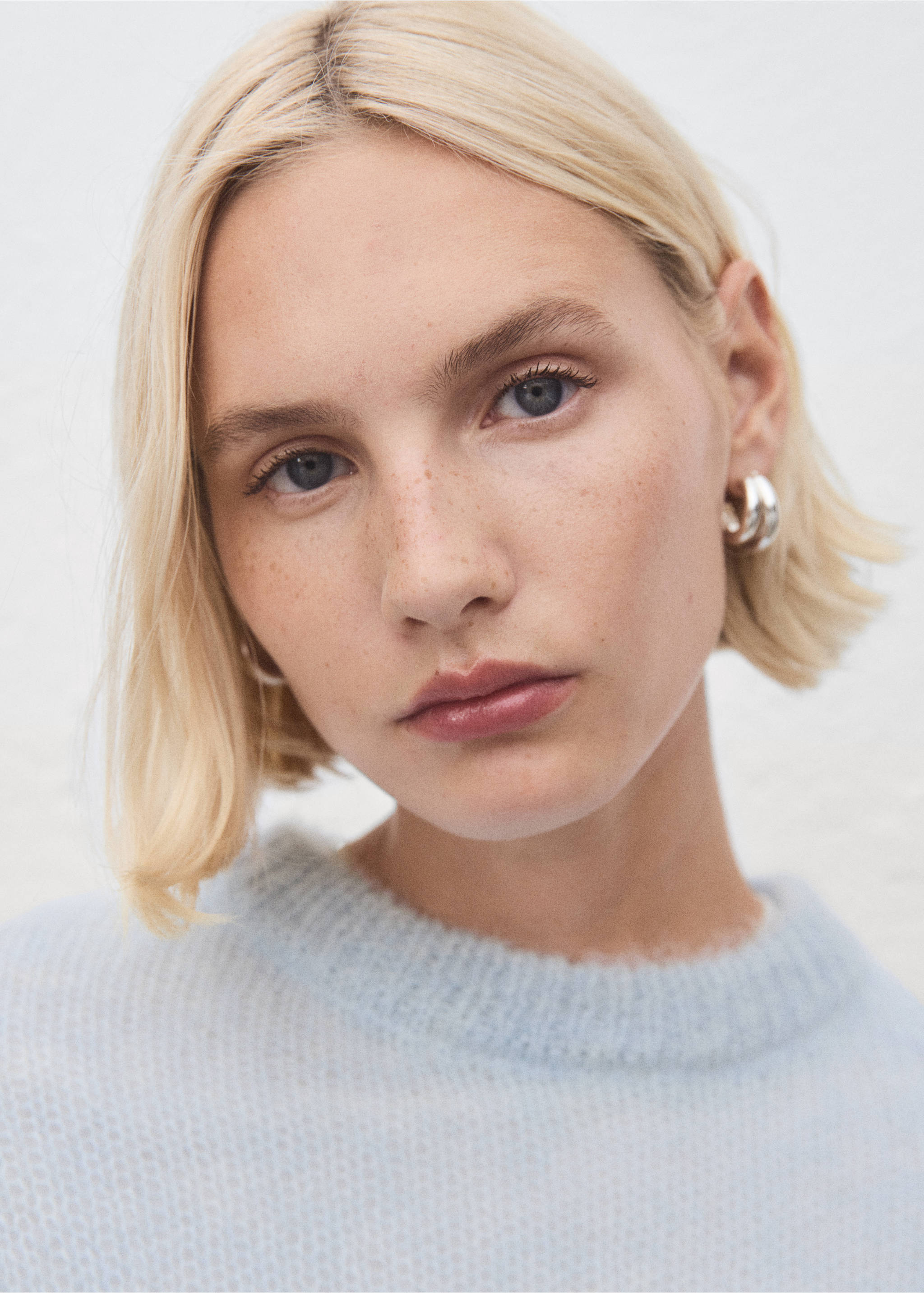 Semi-transparent alpaca sweater - Details of the article 1, Sky Blue. Ref: 17007822-00.