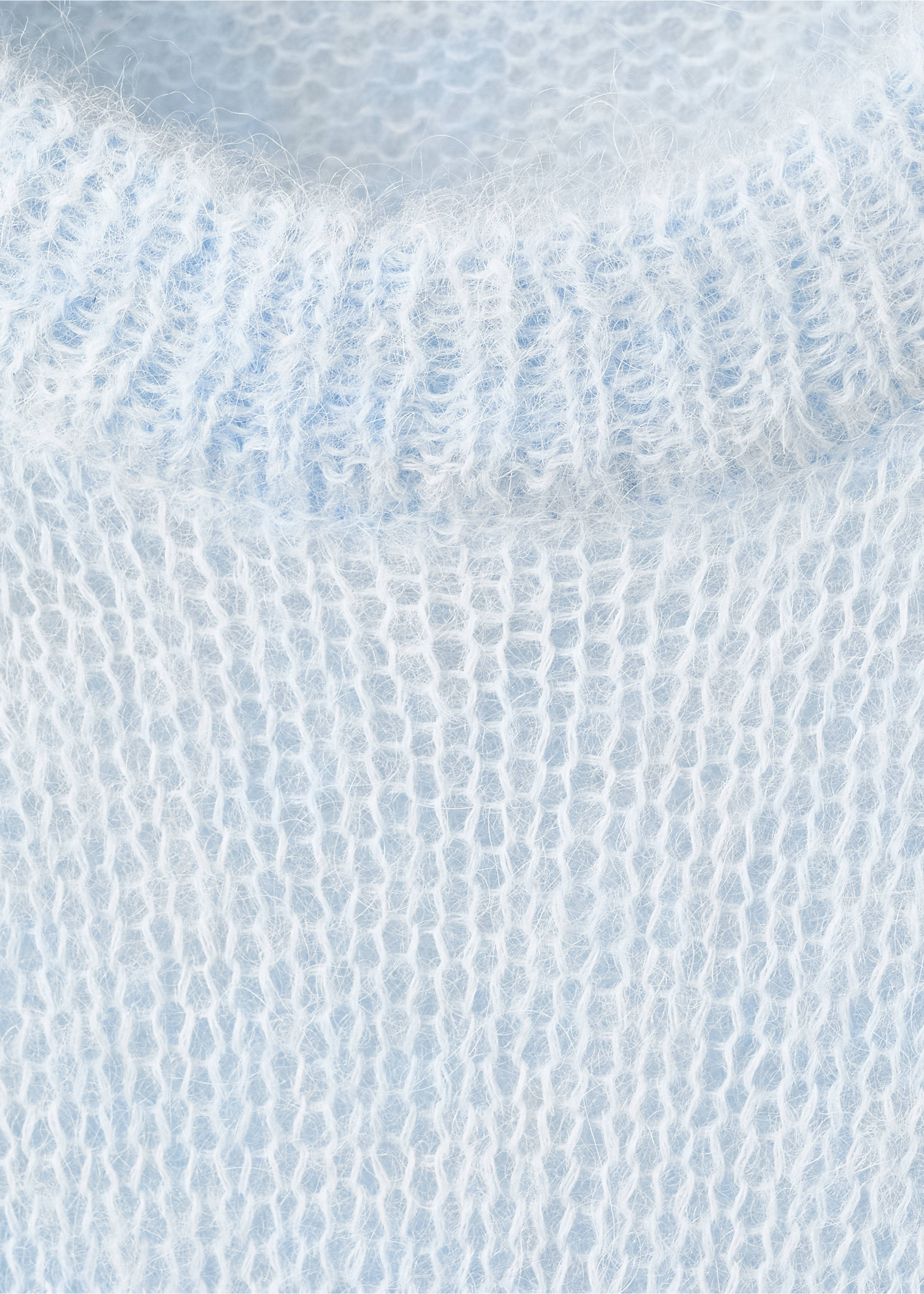 Semi-transparent alpaca sweater - Details of the article 8, Sky Blue. Ref: 17007822-00.