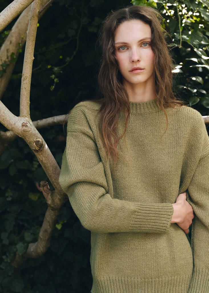 Oversized chunky-knit sweater — Olive Green