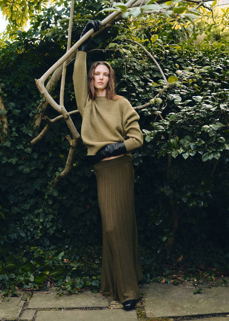 Oversized chunky-knit sweater — Olive Green