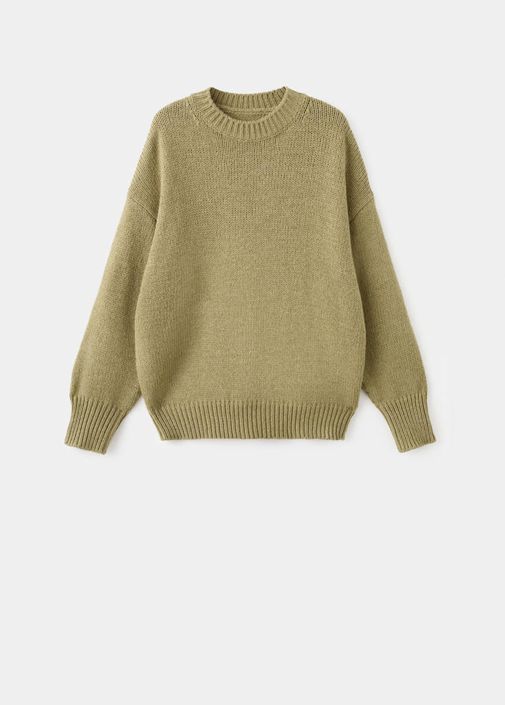 Oversized chunky-knit sweater — Olive Green