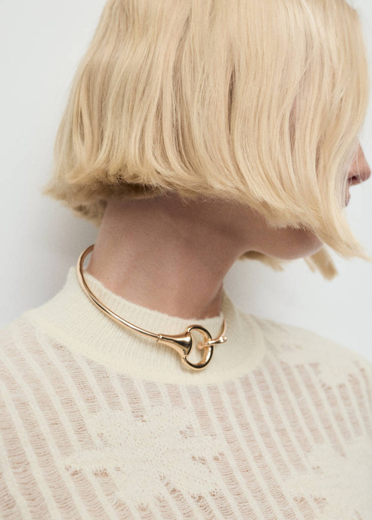 Openwork knitted floral sweater — Ecru