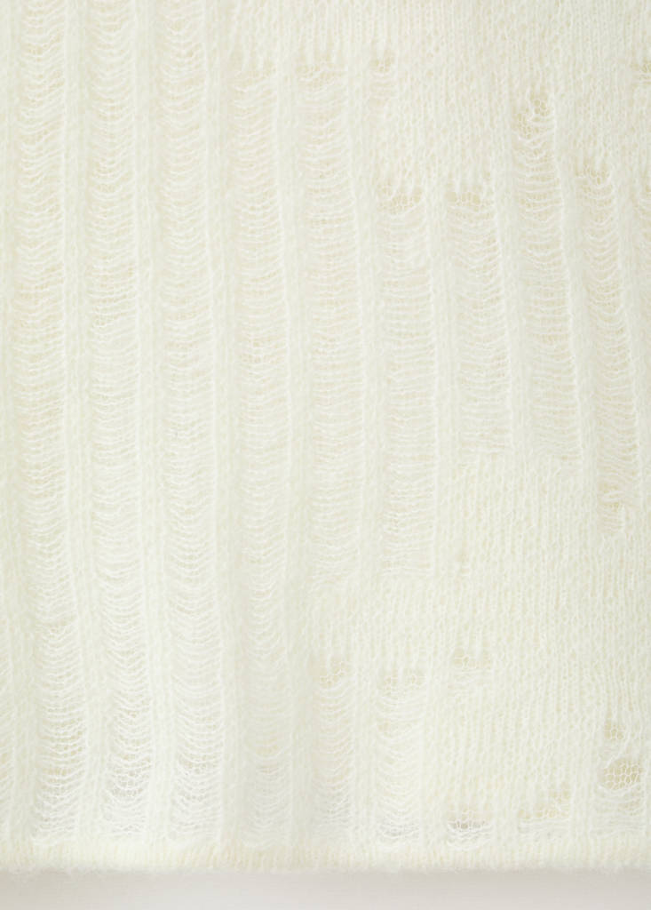 Openwork knitted floral sweater — Ecru