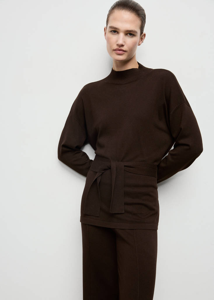 Knot detail sweater — Chocolate
