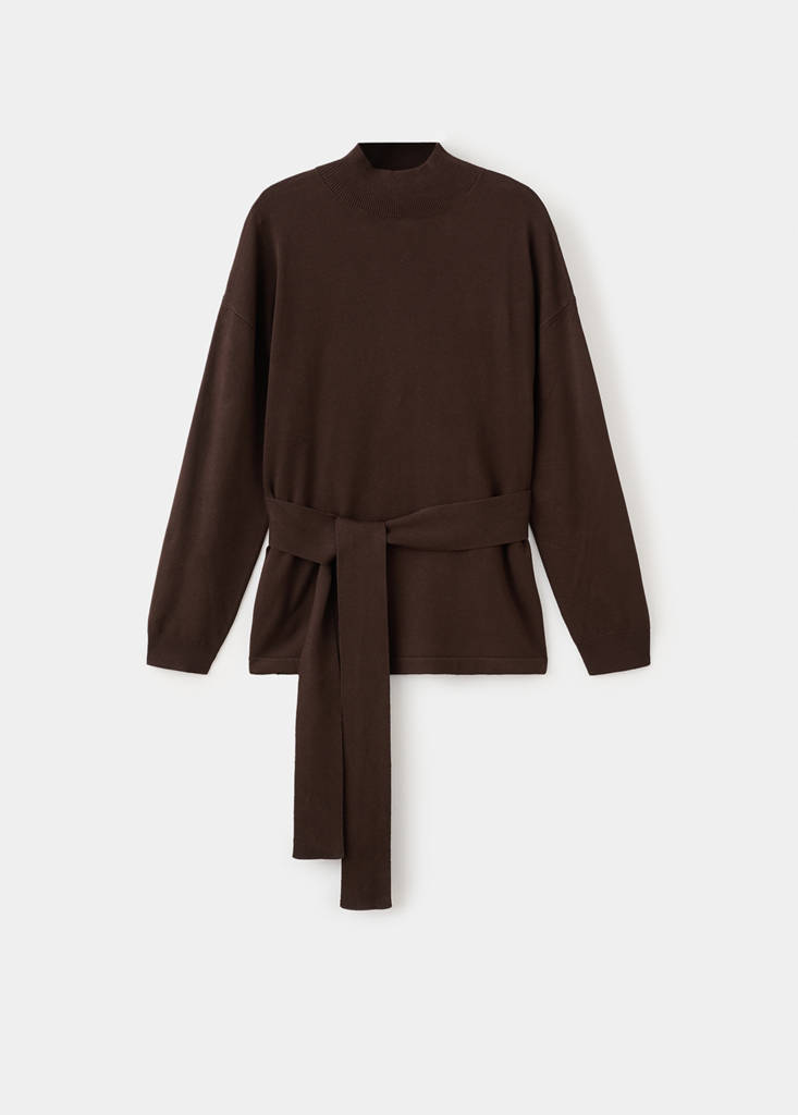 Knot detail sweater — Chocolate