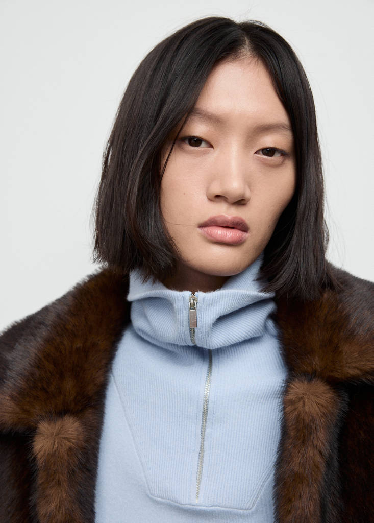 Turtleneck sweater with zip — Sky Blue