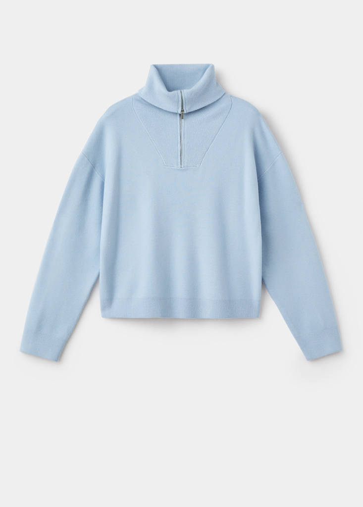Turtleneck sweater with zip — Sky Blue