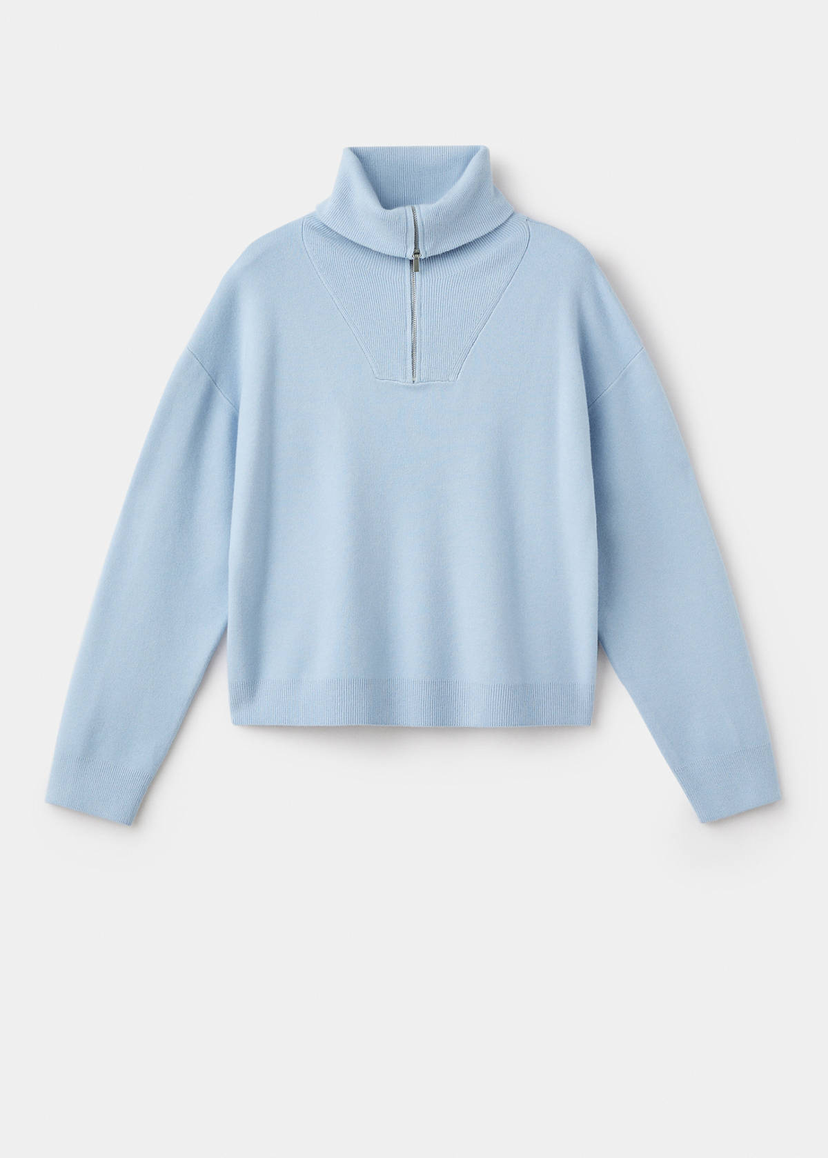 Turtleneck sweater with zip — Sky Blue