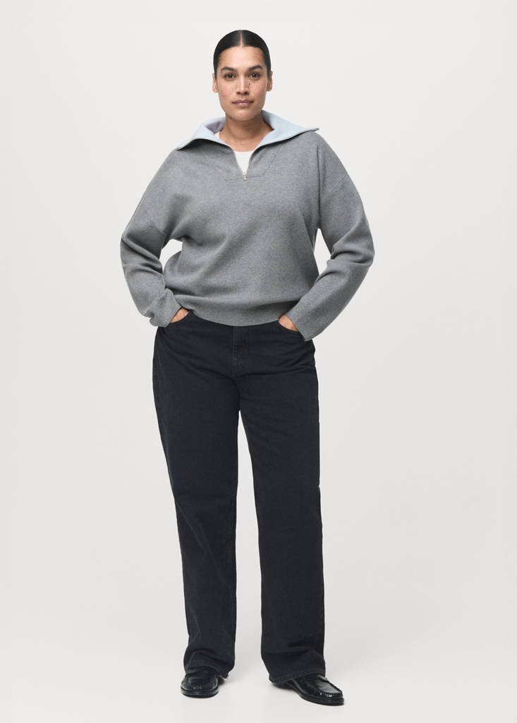 Turtleneck sweater with zip — Grey