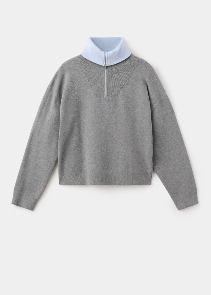 Turtleneck sweater with zip — Grey