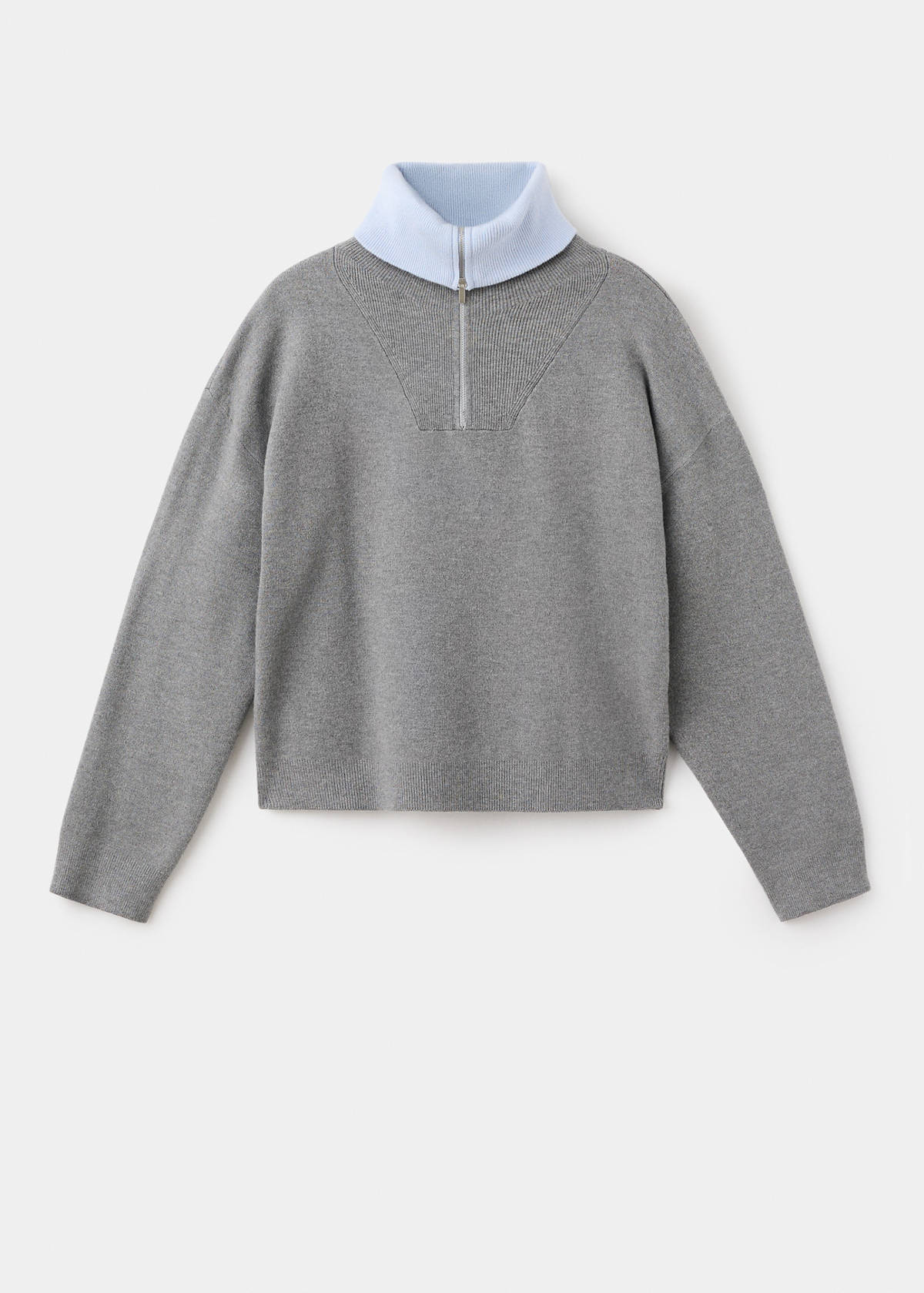 Turtleneck sweater with zip — Grey