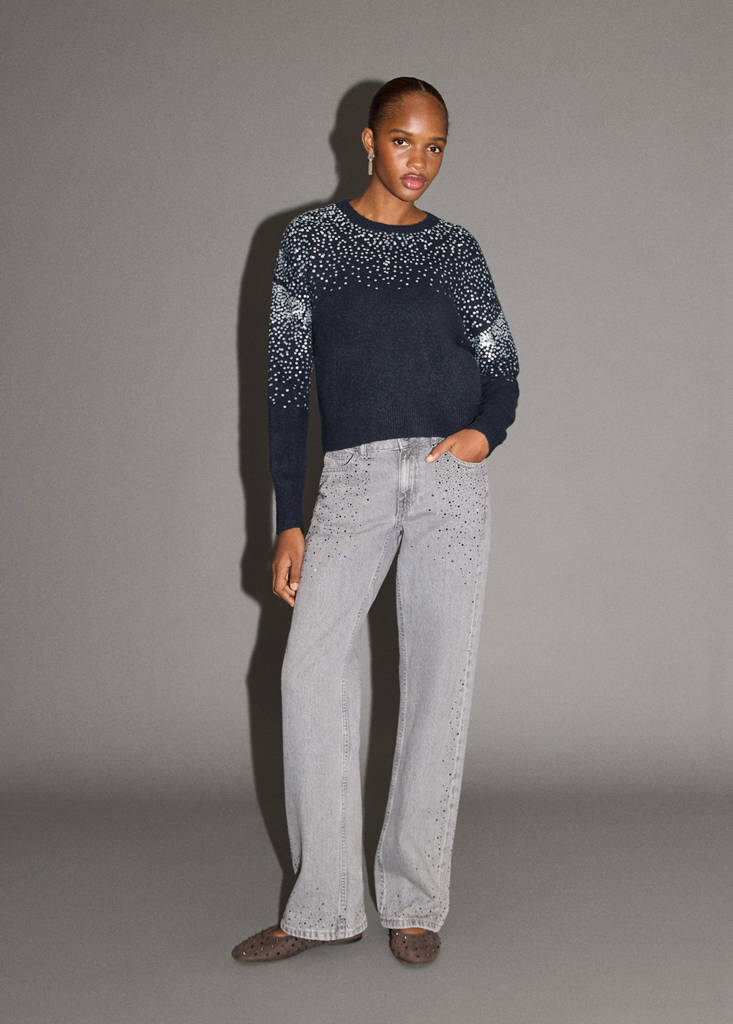 Knit paillette sweater — Navy