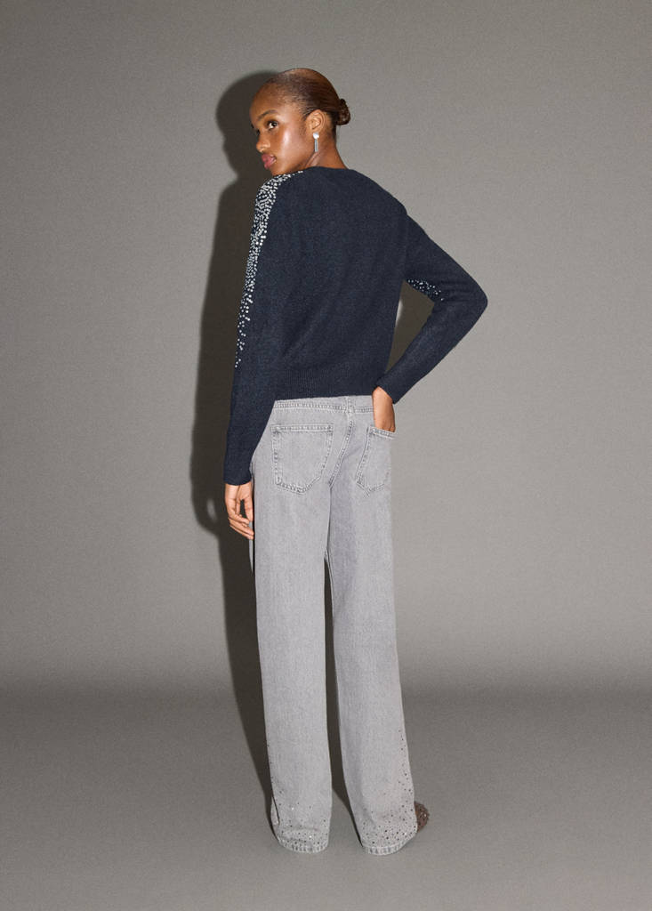 Knit paillette sweater — Navy