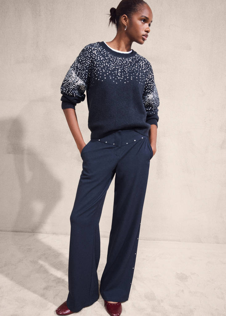 Knit paillette sweater — Navy