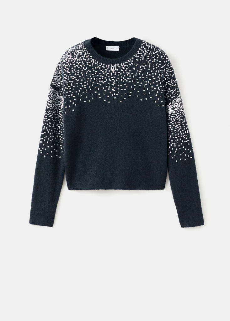 Knit paillette sweater — Navy