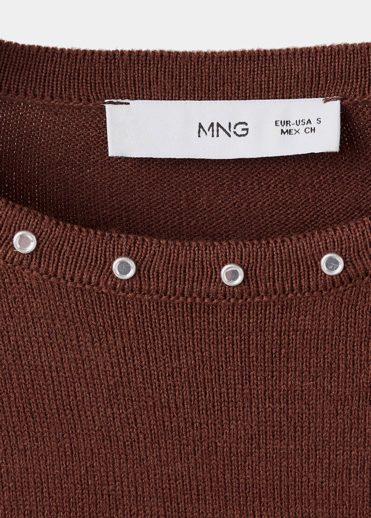 Studded knitted sweater — Brown