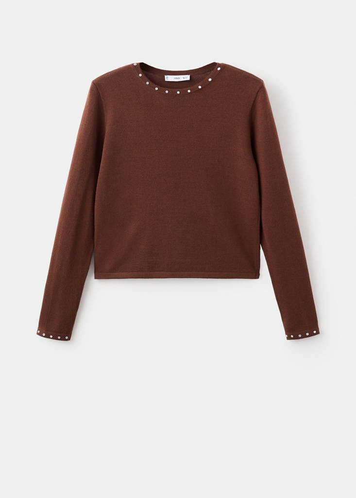 Studded knitted sweater — Brown
