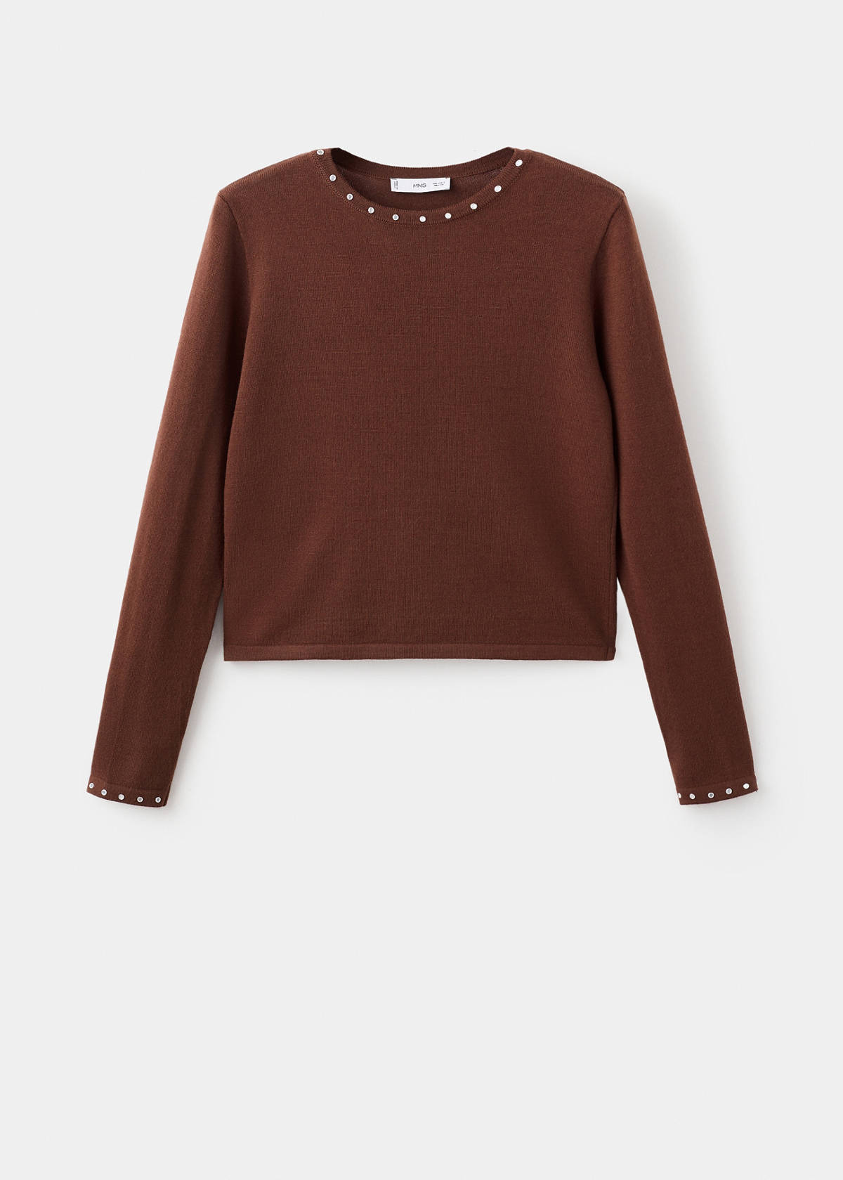 Studded knitted sweater — Brown