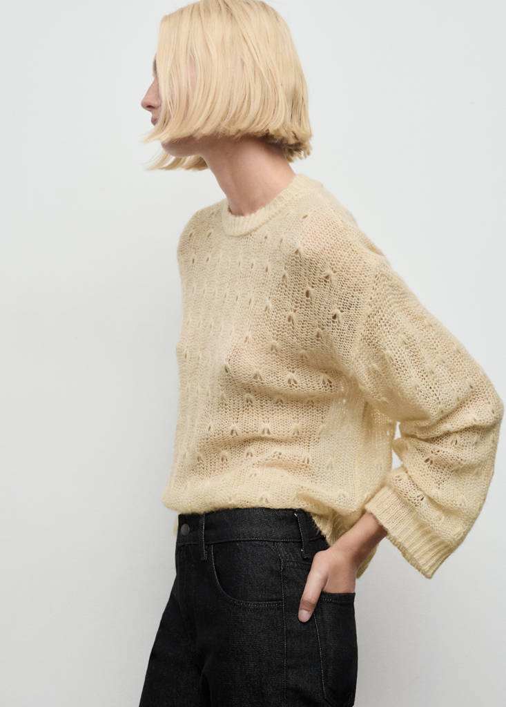 Openwork knit sweater — Ecru