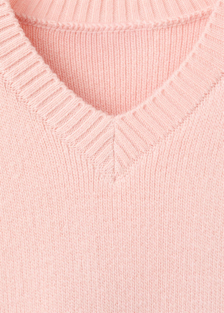 V-neck knit sweater — Pastel Pink