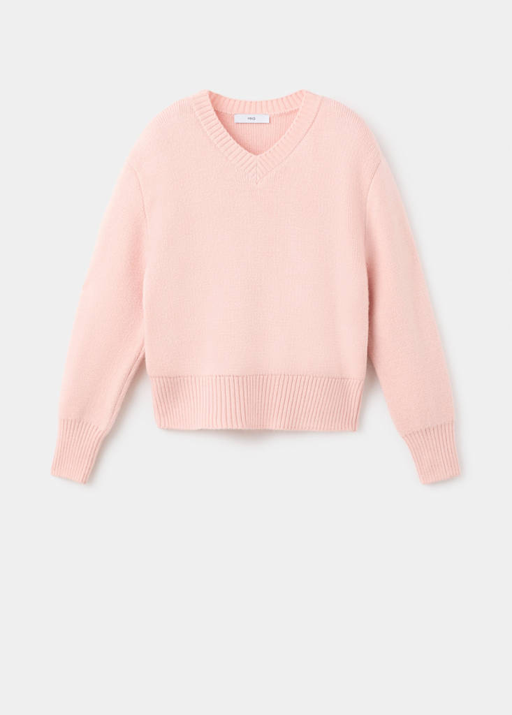V-neck knit sweater — Pastel Pink