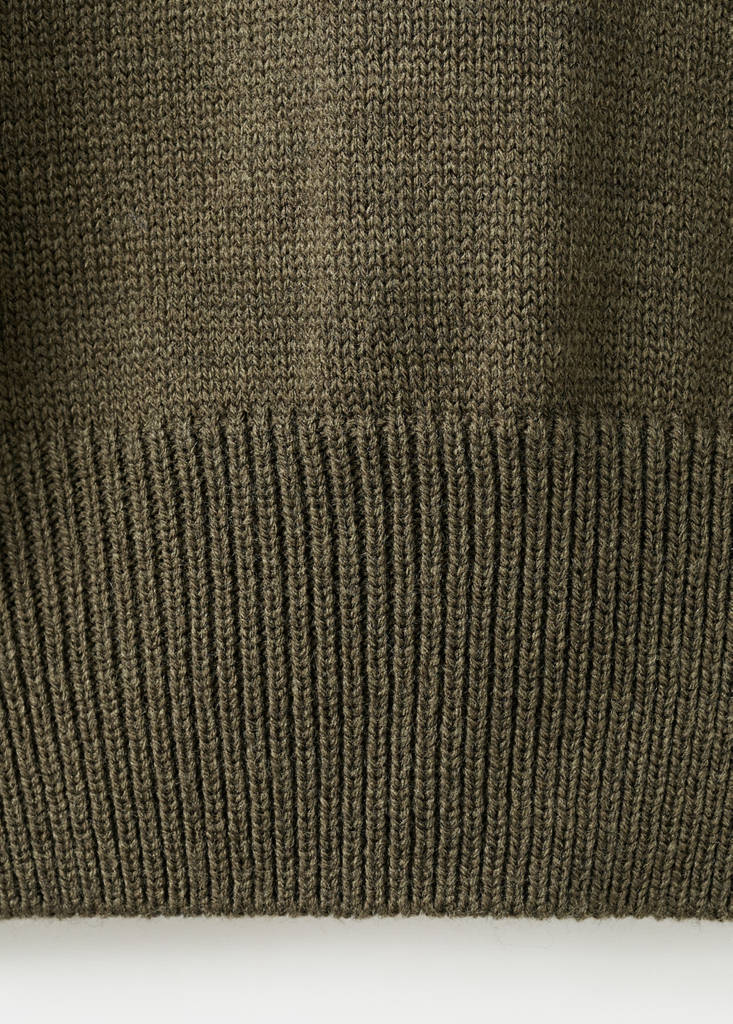 Perkins-neck sweater with button — Khaki