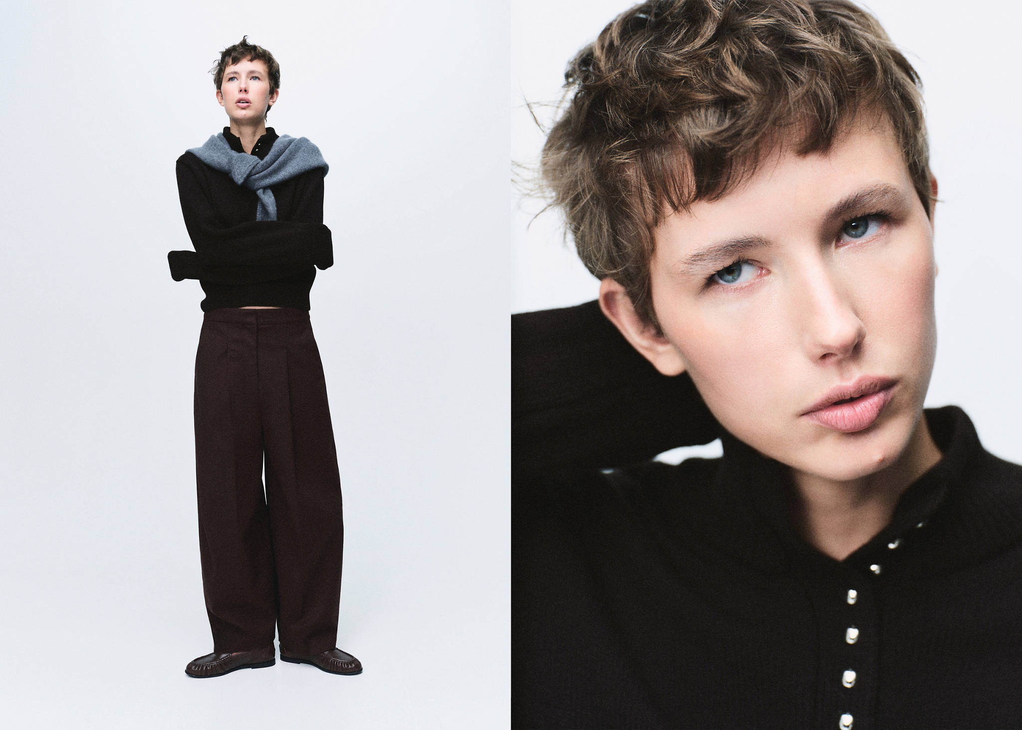 Perkins-neck sweater with button - Panoramic plane