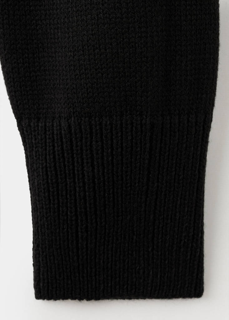 Perkins-neck sweater with button — Black