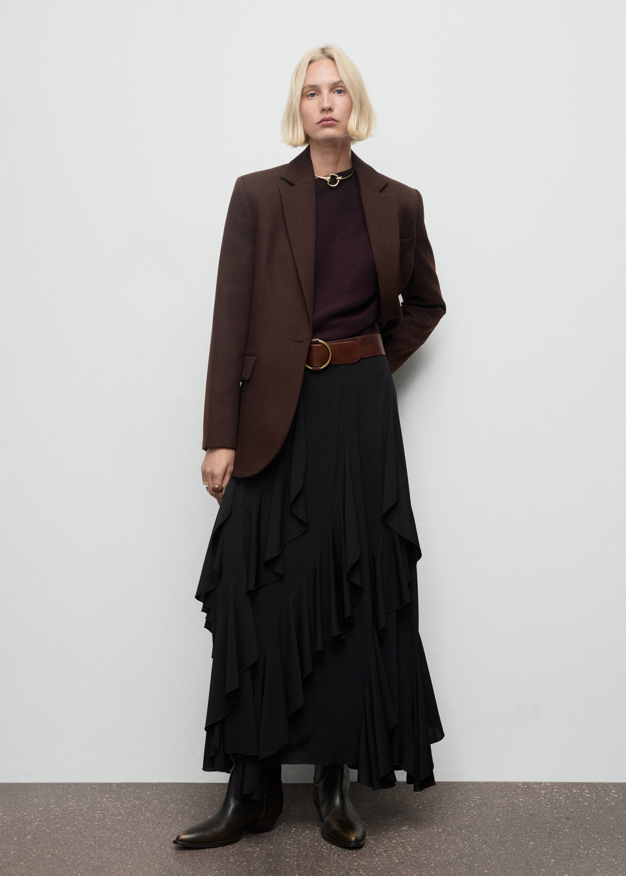 Sweater with asymmetrical neck and jewel buttons - General plane