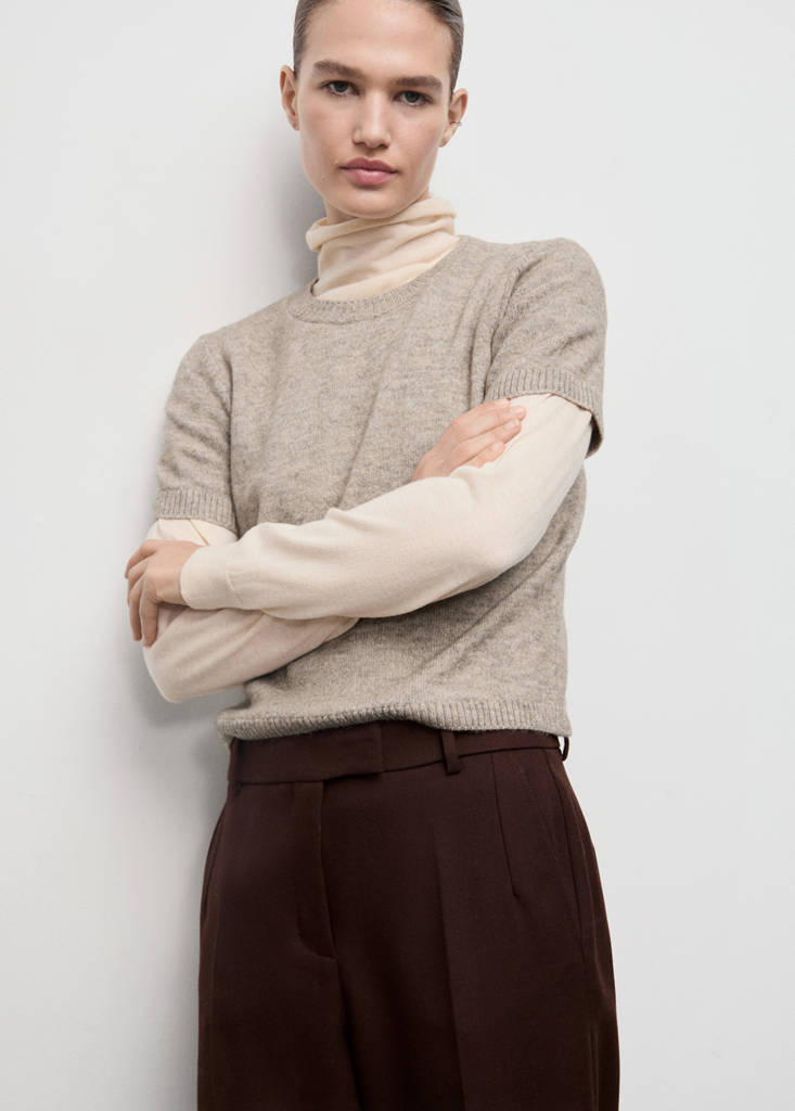 Short-sleeved knitted sweater — Light/Pastel Grey