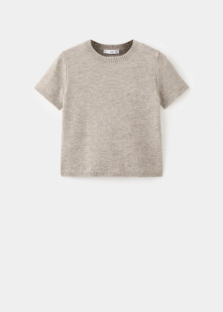 Short-sleeved knitted sweater — Light/Pastel Grey