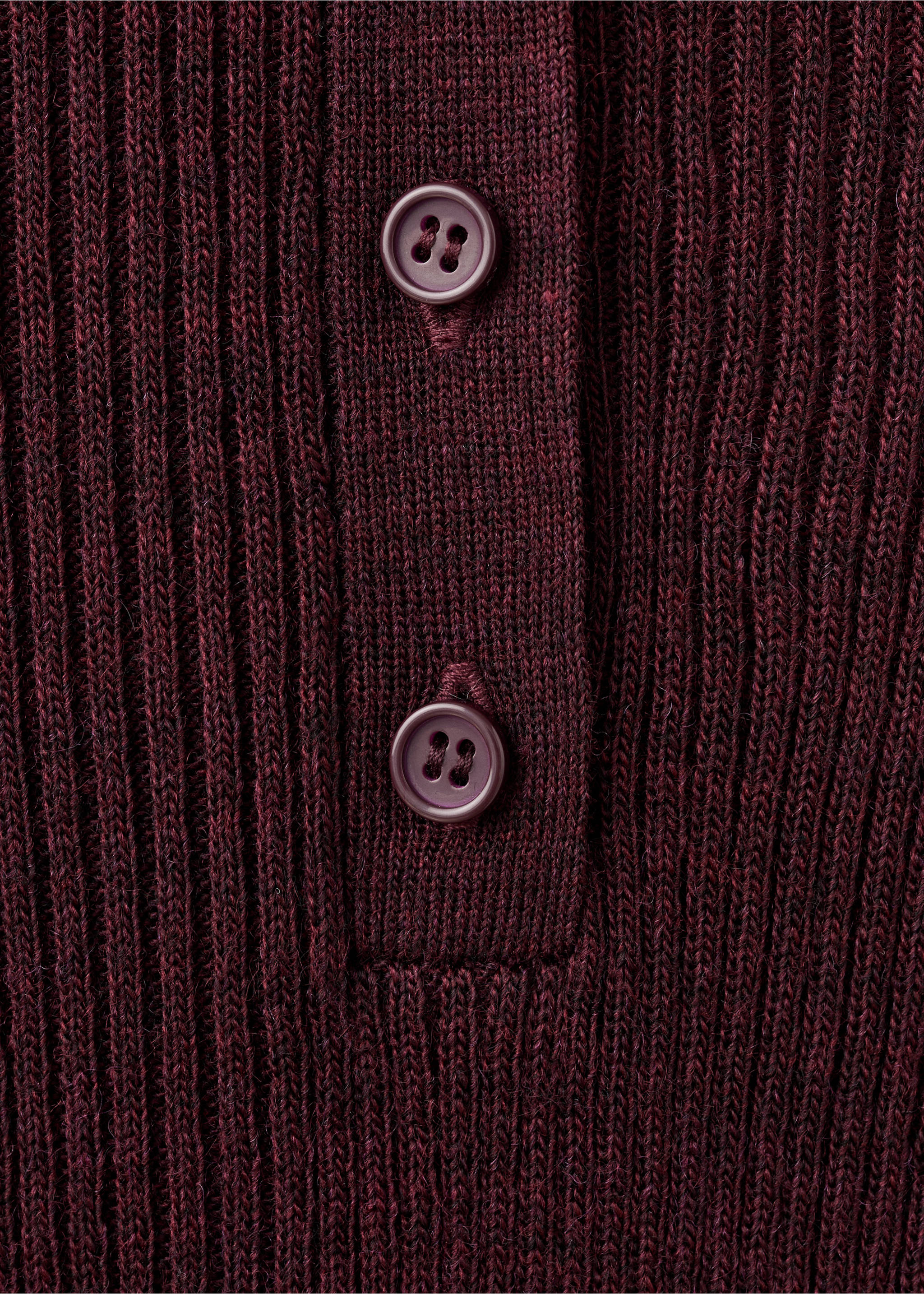 Polo-neck ribbed sweater - Details of the article 8, Wine. Ref: 17007848-00.