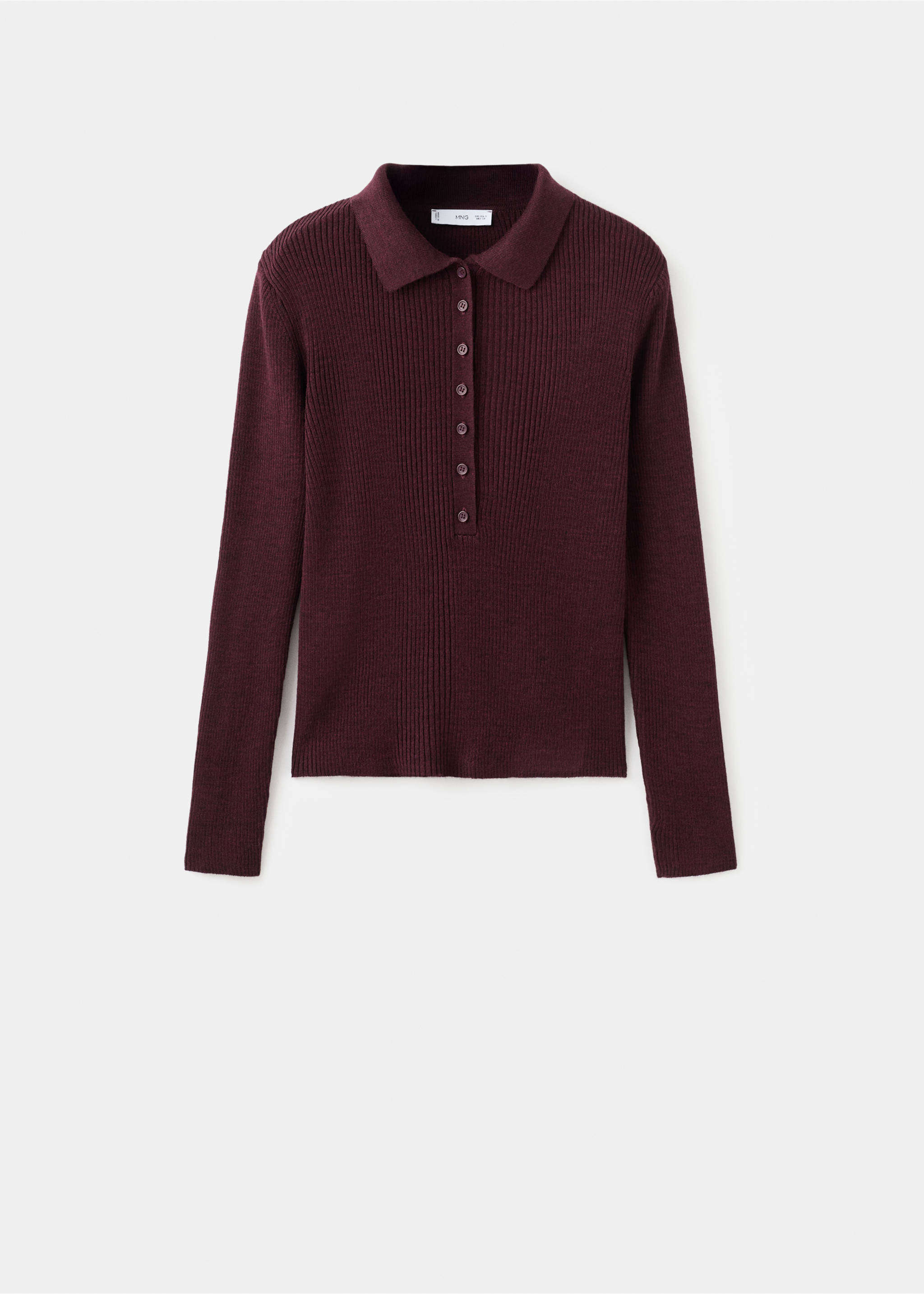 Polo-neck ribbed sweater - Article without model, Wine. Ref: 17007848-00.