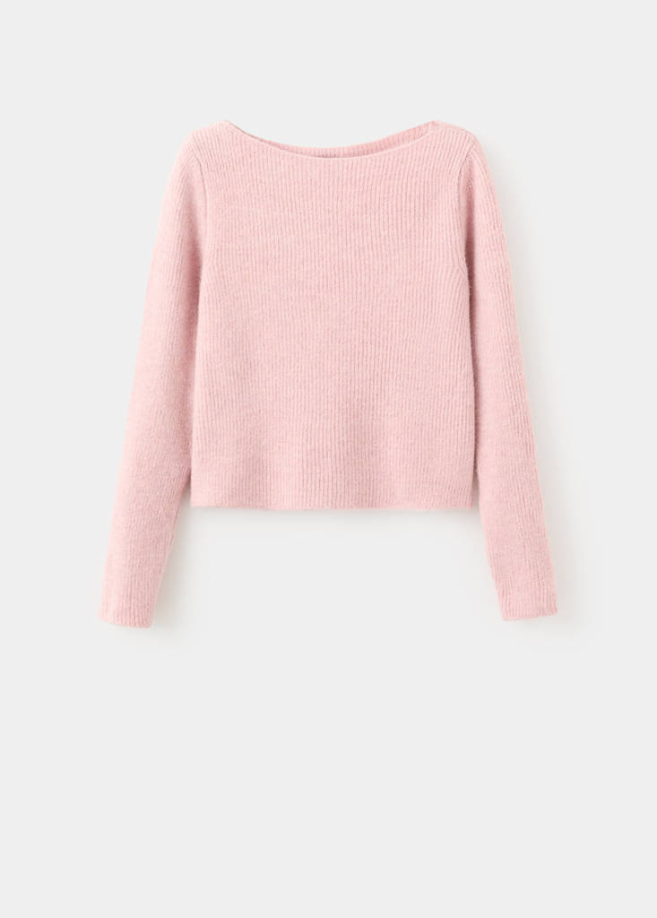 Knitted ribbed sweater — Pastel Pink