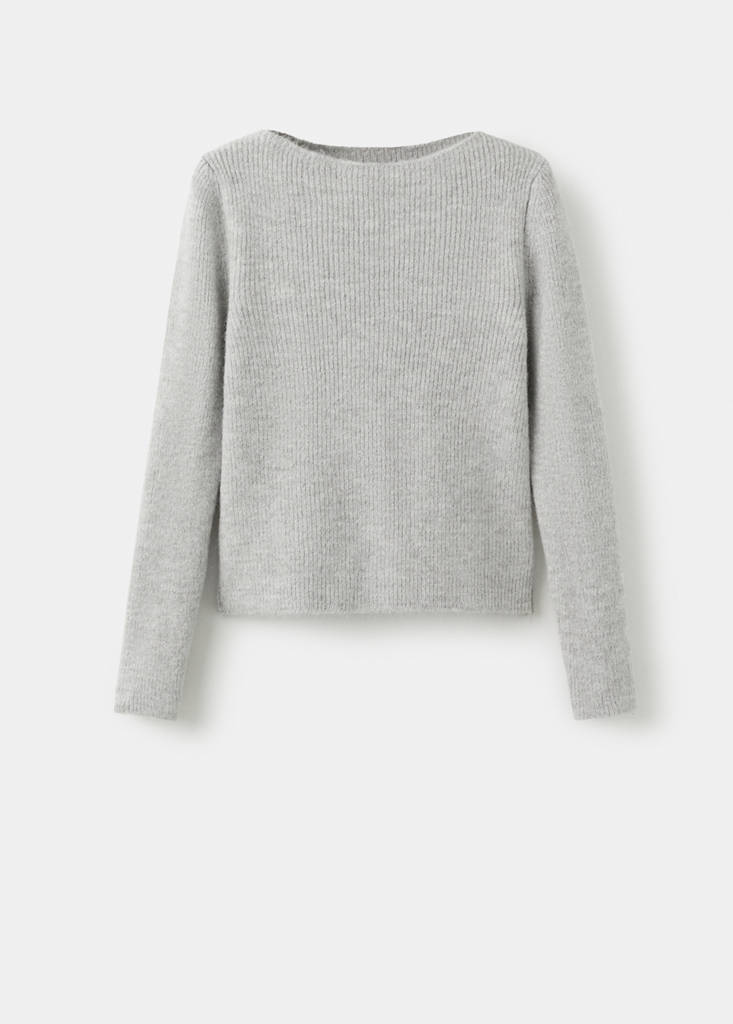 Knitted ribbed sweater — Grey