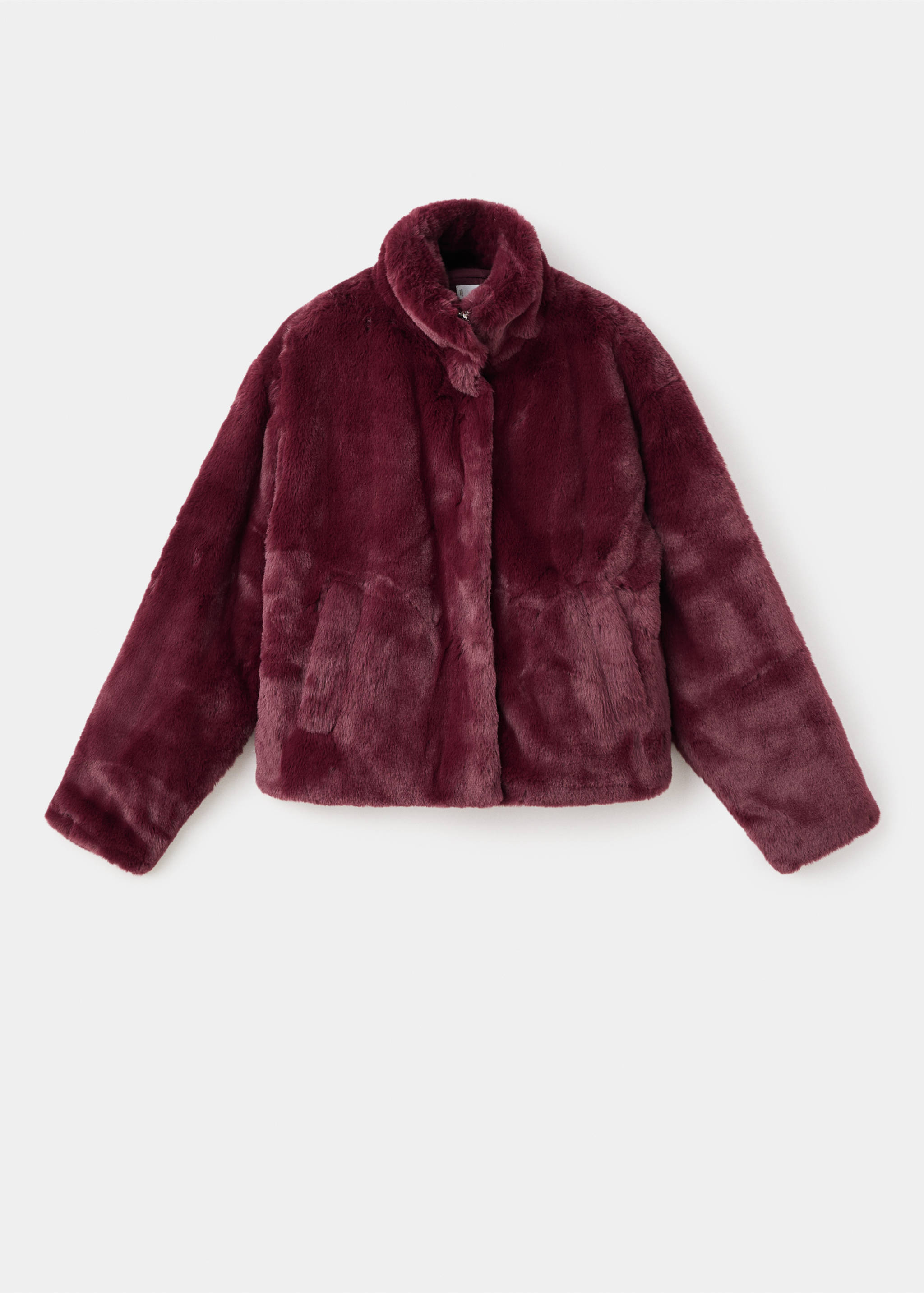 Пальто из искусственного меха - Изделие без модели, Гранатовый. Ref: 17007884-00.