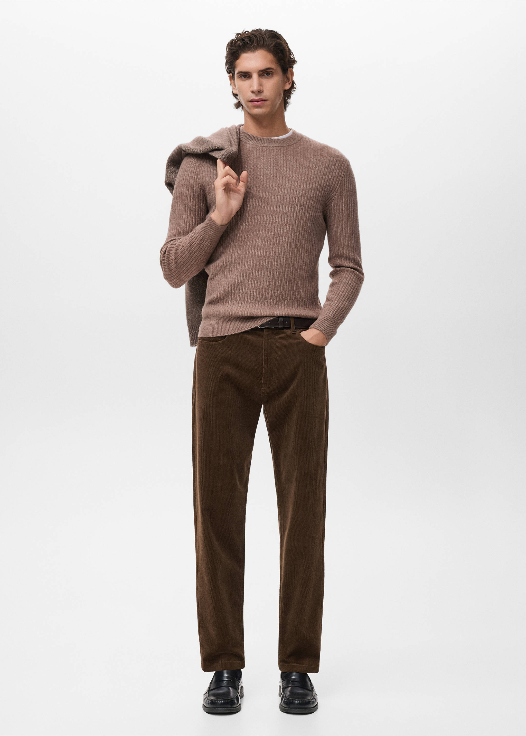 Pantalón pana regular fit - Plano general, Chocolate. Ref: 17007889-00.