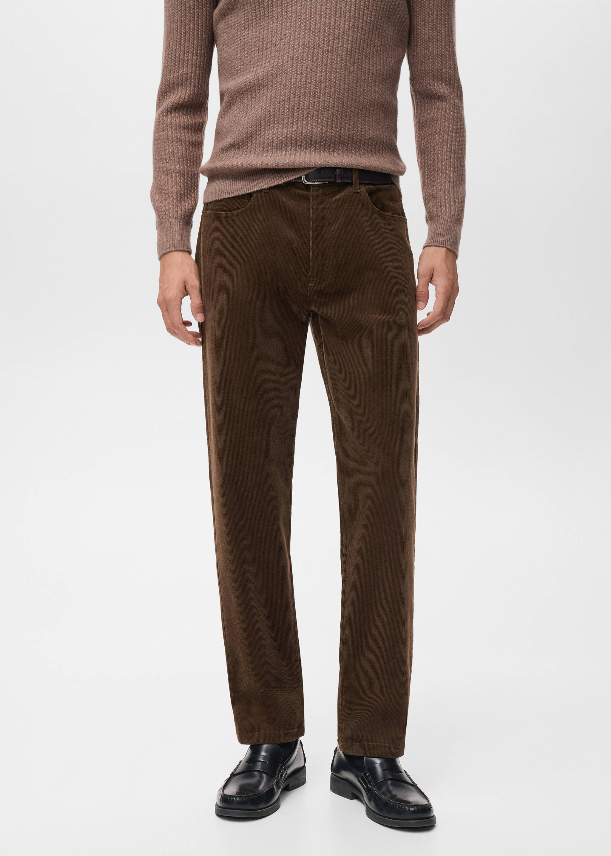 Pantalón pana regular fit - Plano medio, Chocolate. Ref: 17007889-00.