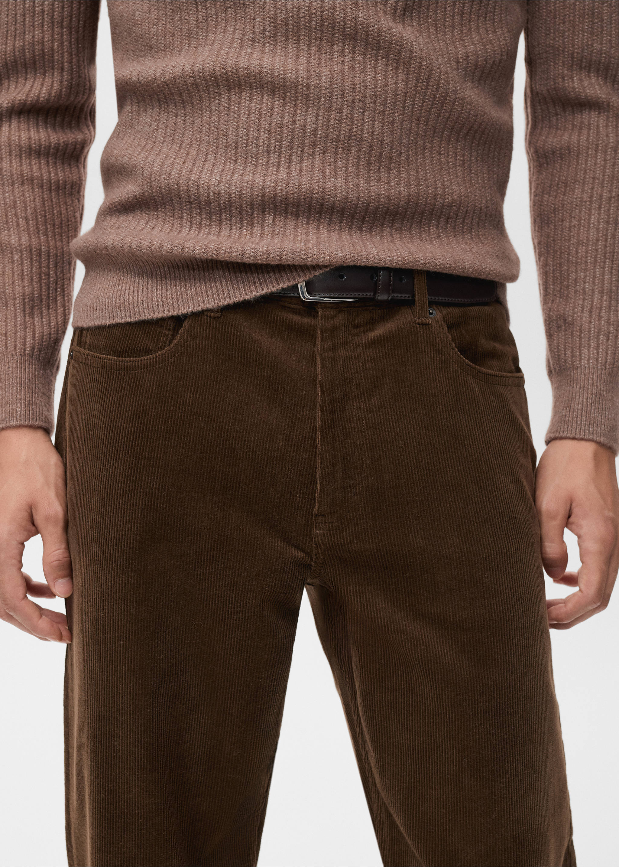 Pantalón pana regular fit - Detalle del artículo 1, Chocolate. Ref: 17007889-00.