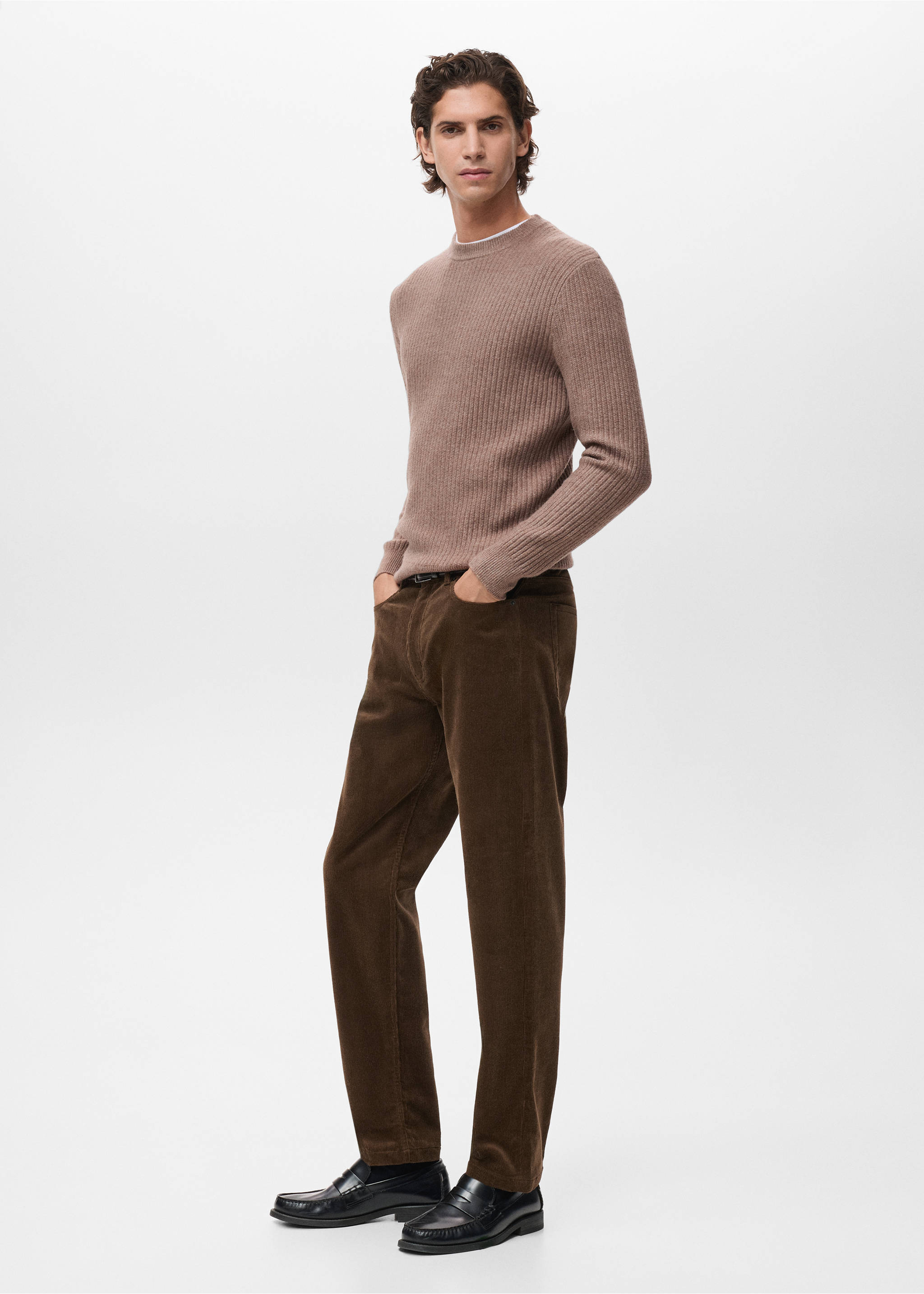 Pantalón pana regular fit - Detalle del artículo 2, Chocolate. Ref: 17007889-00.