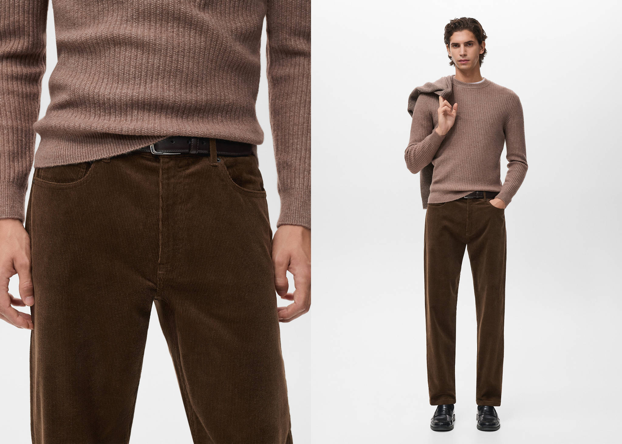 Corduroy regular-fit broek - Panoramische tekening